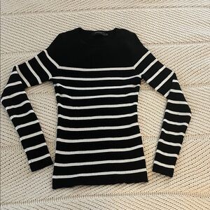 Chic Striped Black and White Sweater